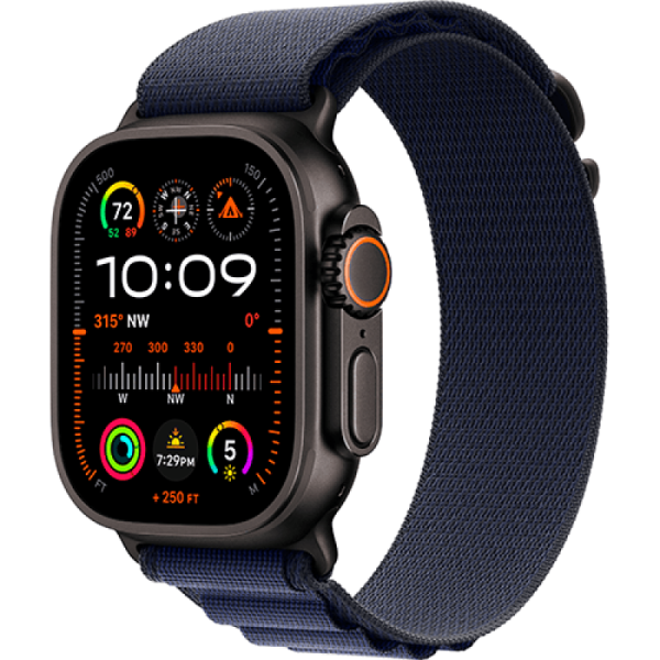 Apple Watch Series Ultra 2 49mm Black Titanium Case with Navy Alpine Loop S